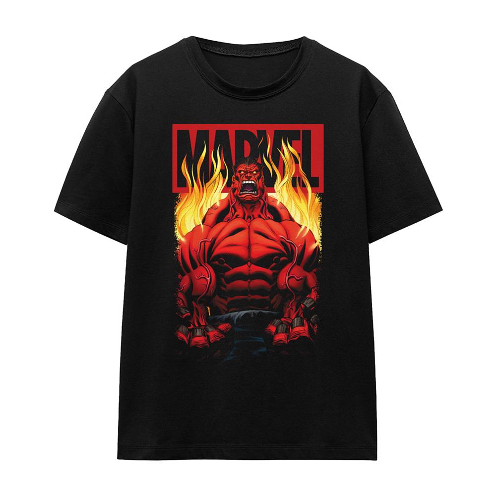 Marvel Unisex Adult Red Hulk Fire T-Shirt