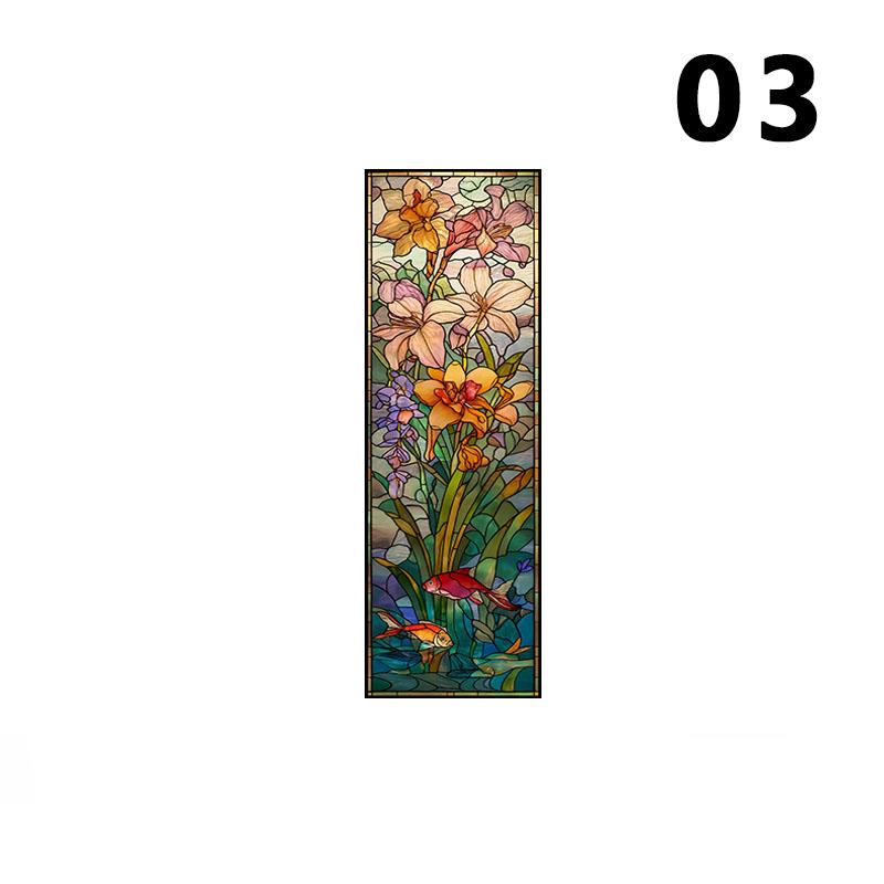 Retro Church Stained Glass Window Film Static Cling Privacy Window Film Translucent Home Decor Sunscreen Frosted Stickers