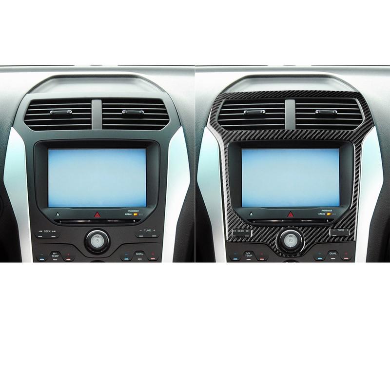 For Ford Explorer 2011—2014 Car Accessoreis Carbon Fiber Center Console CD Radio Panel Interior Cover Trim Sticker Modification