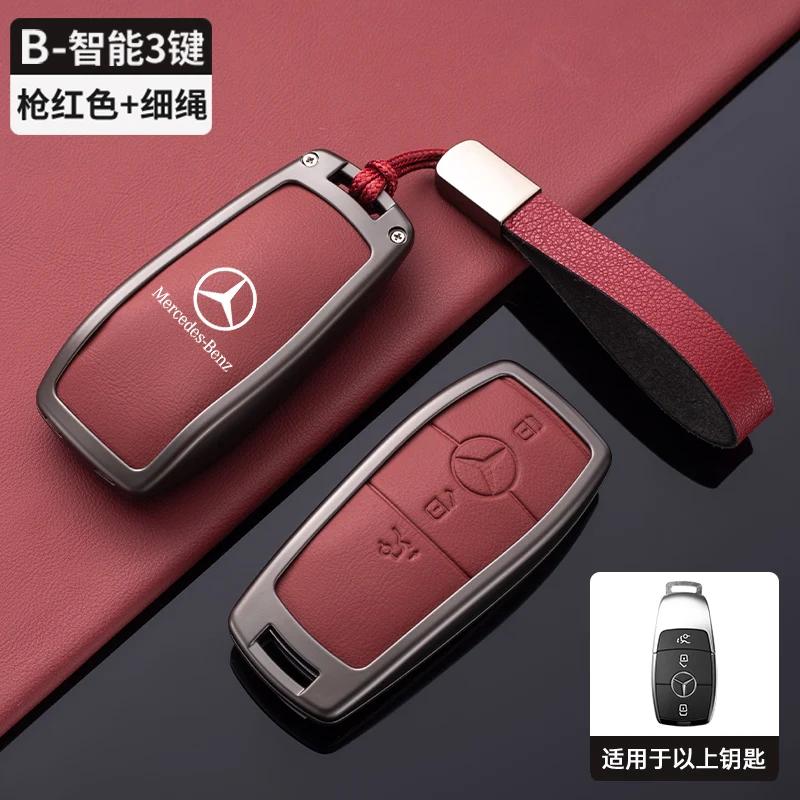 Zinc Alloy Leather Car Remote Key Case Cover Shell For Mercedes Benz C S Class W223 W206 Maybach S400 S450 S500 Car Accessories XB5
