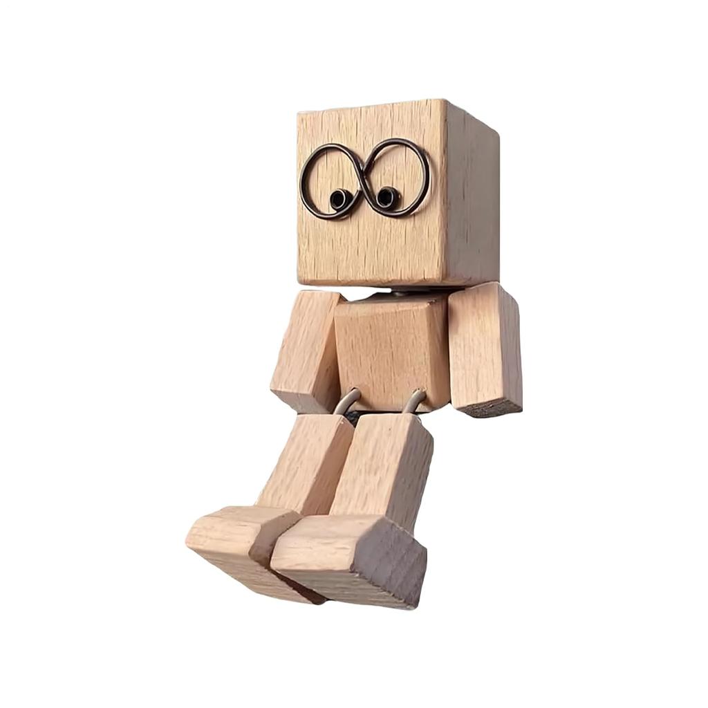 Handmade Wooden Doll Swinging Figurine, Handmade Wooden Carving Car Decor Ornament - Auto Accessories Sculpture Home Living Room Bedroom Apartment