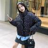 Fresh small floral short down cotton clothes for women's winter new college style thickened warm cotton-padded jacket