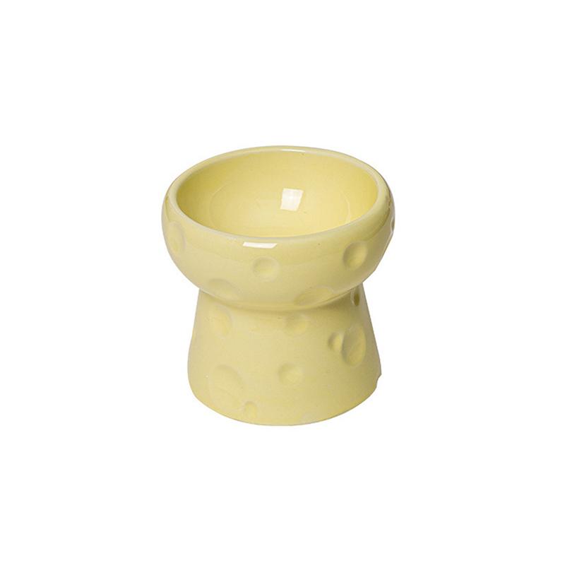 Ceramics Cat Bowl With Cheese Design Cat Food Bowl Water Plate Snack Dish Large Caliber Anti-Tip With Stand For Neck Protection