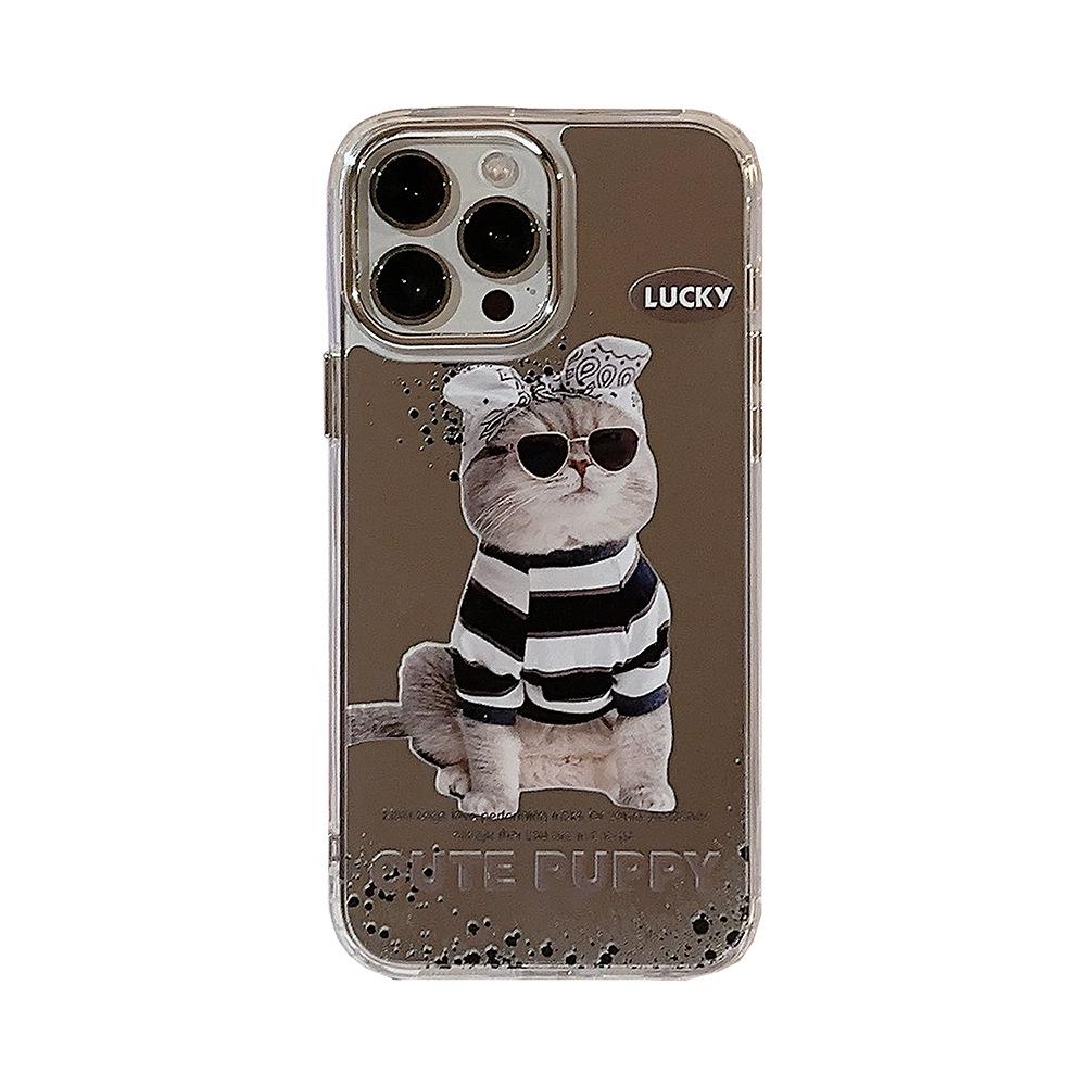 Anwendbar auf 13promax Sonnenbrille Kat 14 Apple IPhone 16 Handyhülle 11 Trendig Cool Lustig 15 Galvanisierte Spiegeloberfläche