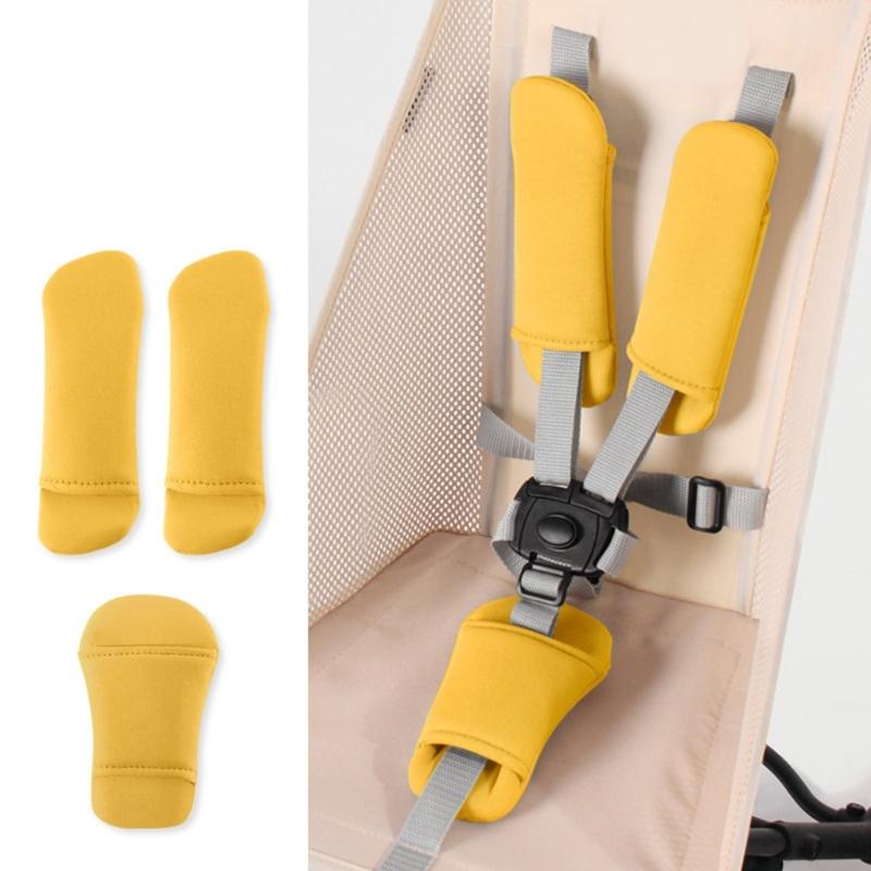 3Pcs Soft Resin Cotton Strollers Cushion Set With Shoulder Pads And Front Crotch Protector For Infant Safety