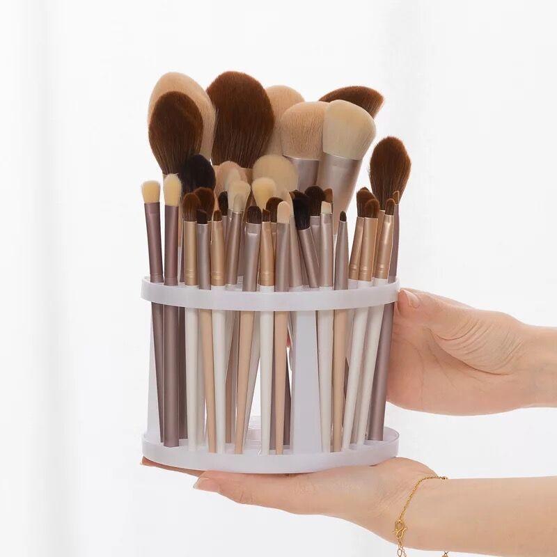 1Pcs Multi Hole Plastic Pencil Storage Rack Makeup Brush Holder For Desk Office Makeup Artist Classroom Stationery Storage