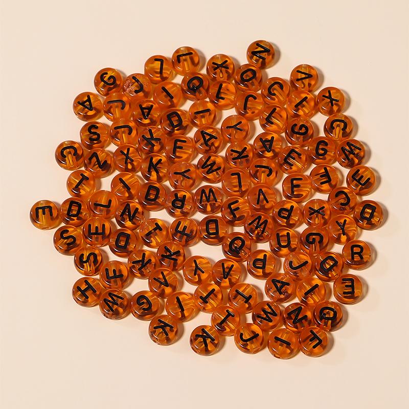 100Pcs Acrylic Letter Beads For Jewelry Making Clear Alphabet 7mm Flat Round Spacer Bead Diy Bracelets Necklace Accessories