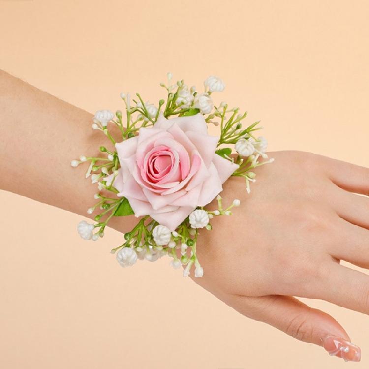 Wrist Corsage Artificial Rose Flower Boutonniere for Bride Groomsmen Bridesmaid Wedding Accessories for Special Occasion