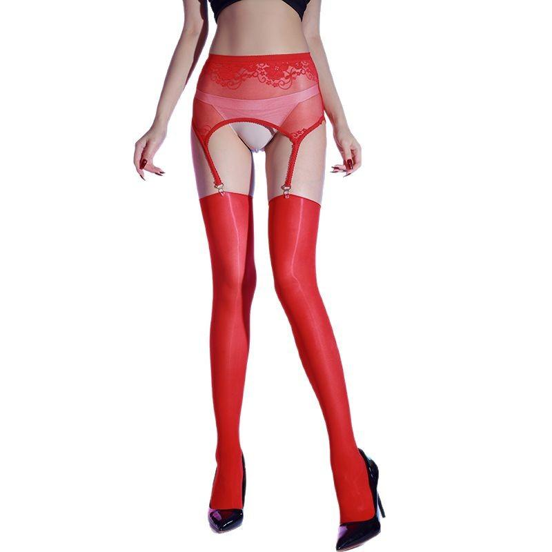 Wow wide waist lace hip sling stockings women's large size removable fat mm sling oil bright pure temptation