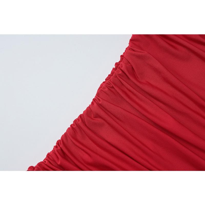 Women's Sexy Fashion Pleated Hanging Neck Temperament Royal Sister Wind Waist Slit Dress