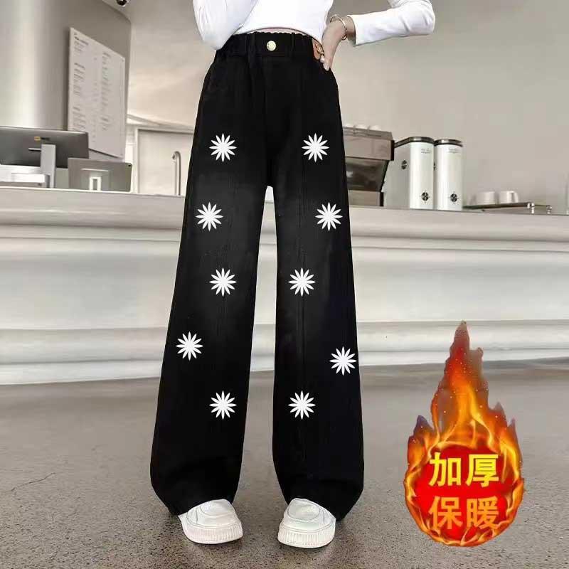 Pants and Jeans, New Velvet Thickened Thermal Straight Wide-leg Pants In Autumn and Winter
