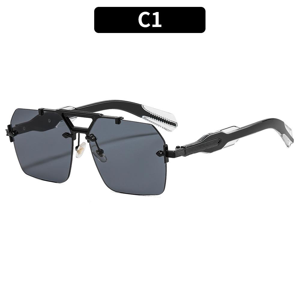 European And American Fashion New Double Beam Retro Sunglasses Frameless Square Pilot Sunglasses Trendy Versatile Personalized Glasses