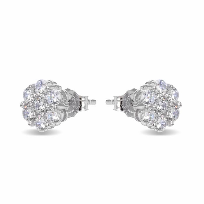 Boucles d'oreilles en argent 925 Luxenter avec zircon brillant finition en rhodié - Hudur