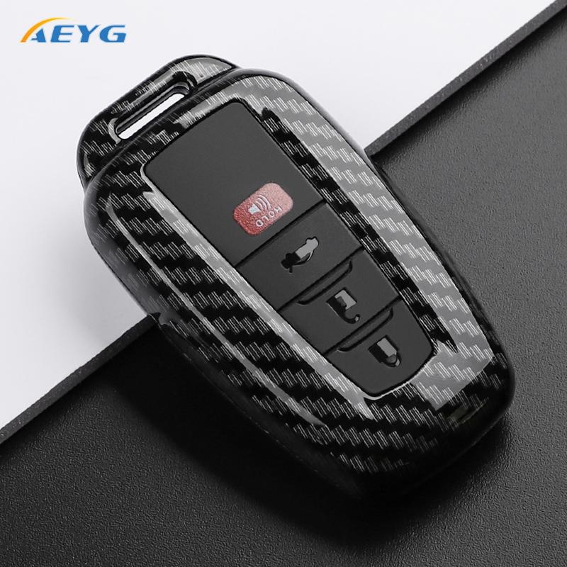 Abs Carbon Fiber Car Key Case Cover Shell Fob For Toyota Prius Camry Corolla C-Hr Chr Rav4 Prado   Key Chain Accessories