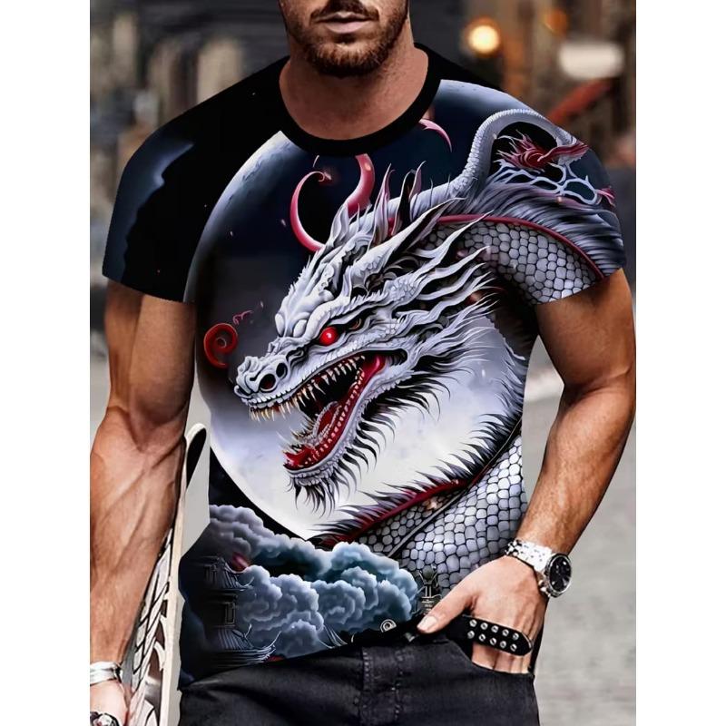 2026 T-Shirt for Men Harajuku Tiger Print Fashion Summer Short Sleeve
