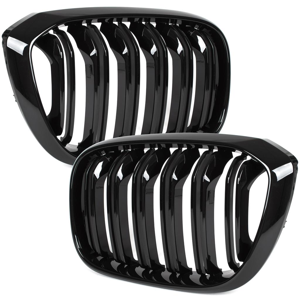 BMW X3 G01 2017- Grilles Between the Headlights (kidneys) Left + Right Set BLACK GLOSSY DOUBLE BAR
