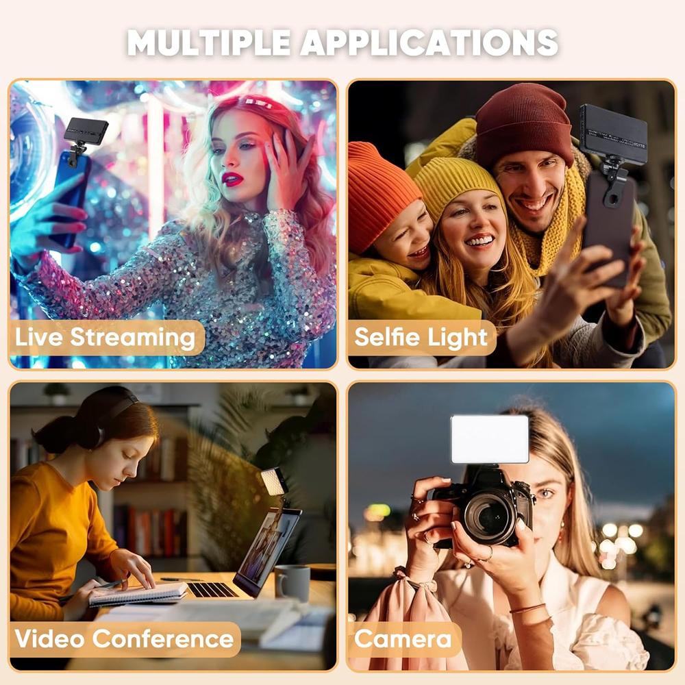 LED Selfie-lampa 120 LED 3000Mah Uppladdningsbar Telefonlampa Klämma 3 Ljuslägen Ringlampa för Telefon iPad Kamera Laptop Selfie