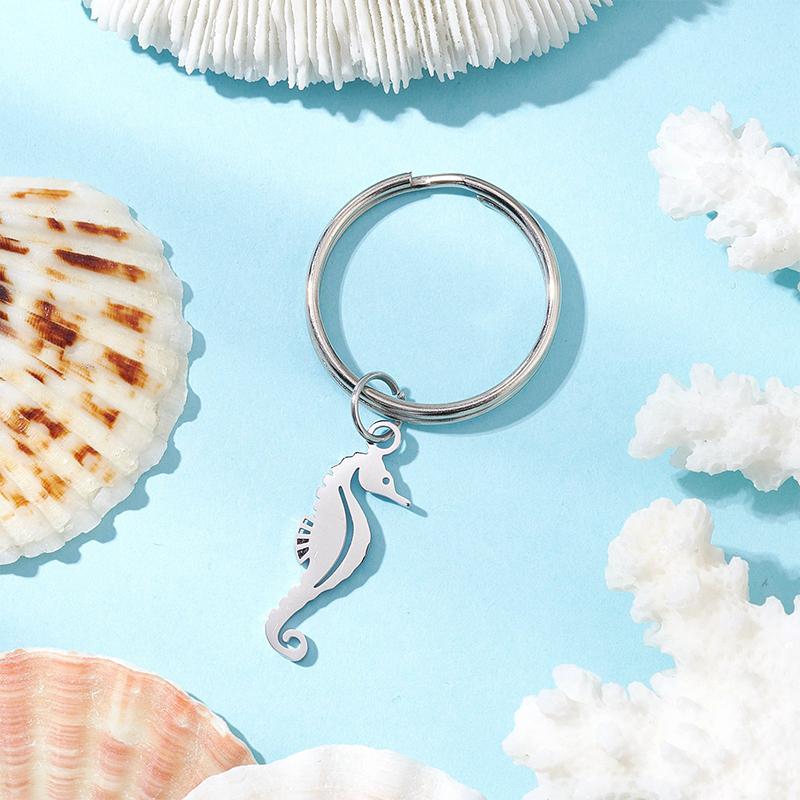 Sea Ocean Whale Pendant Stainless Steel Charms Keychains Accessories Trendy Jewelry Keyrings For Women Girl Decor Kids Gifts