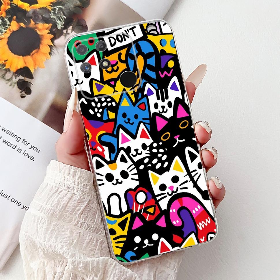 Soft Full RMX3430 Protective Cover For Realme Narzo 50A Casing Cat Pattern For Realme Narzo 50A Narzo50A Silicone Covers Case