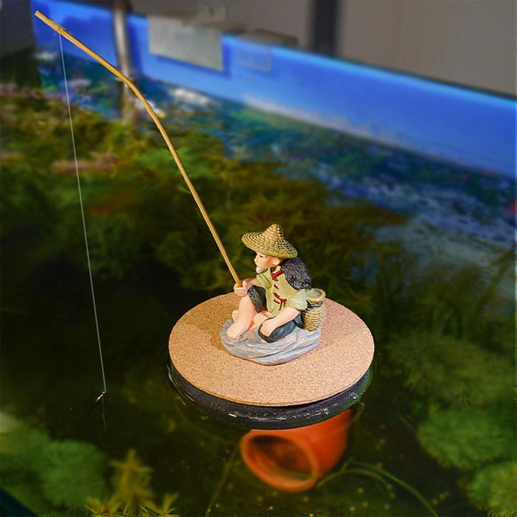 Fish Tank Decorations Fun Floating Fisherman Fish Tank Decorations Feeder Figurines For Landscaping Home Paludarium Terrarium