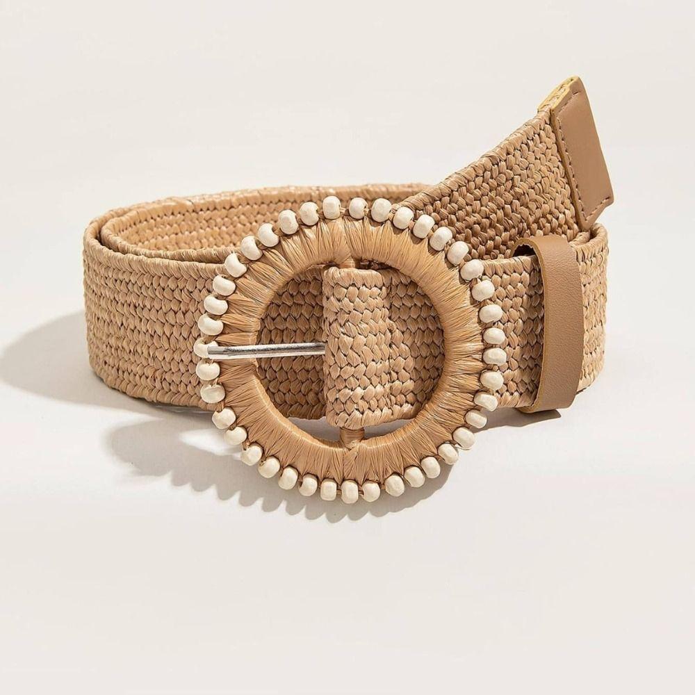 Woven Boho Straw Weave Belt Colorful Ethnic Style Waistband Bohemian Style Belt Dress Decoration