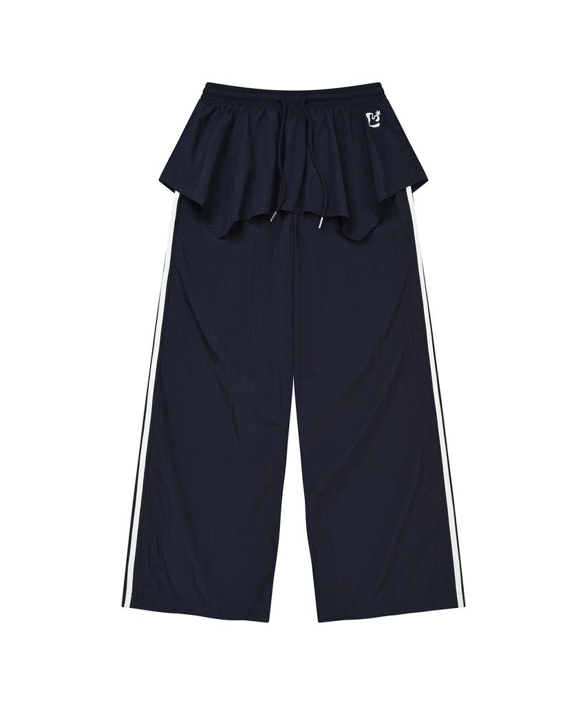LMR Layered Track Nylon Skirt Pants Navy