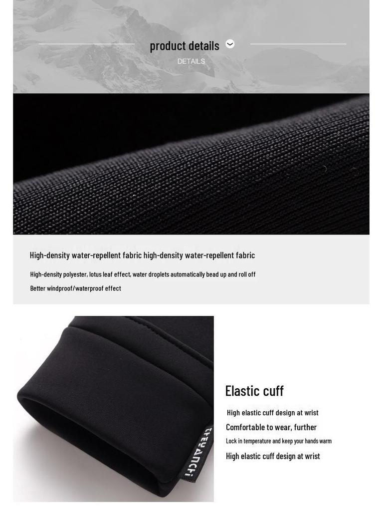 Men's Winter Cycling Gloves: Fleece Lined, Windproof, Waterproof, Touchscreen-Compatible for Outdoor Sports and Mountaineering