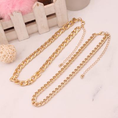 Europe, America, Double-layer Aluminum Alloy Simple Fashion Necklace, Women's New Multi-layer Hip-hop Personality Accessories
