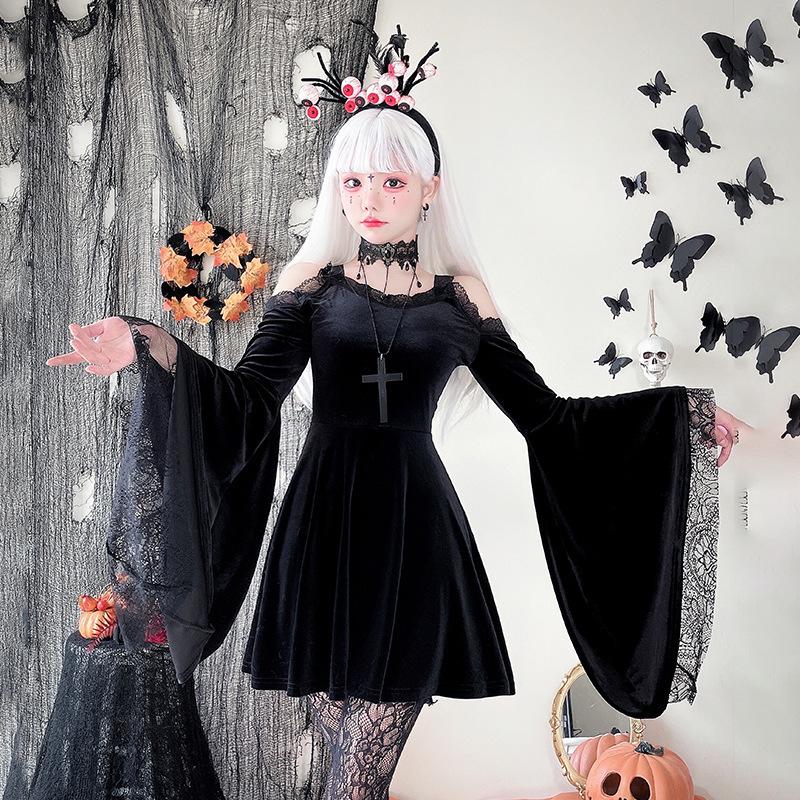 Halloween costume sexy punk style dark goth Y2K Millennium Yamamoto cold wind little devil dress