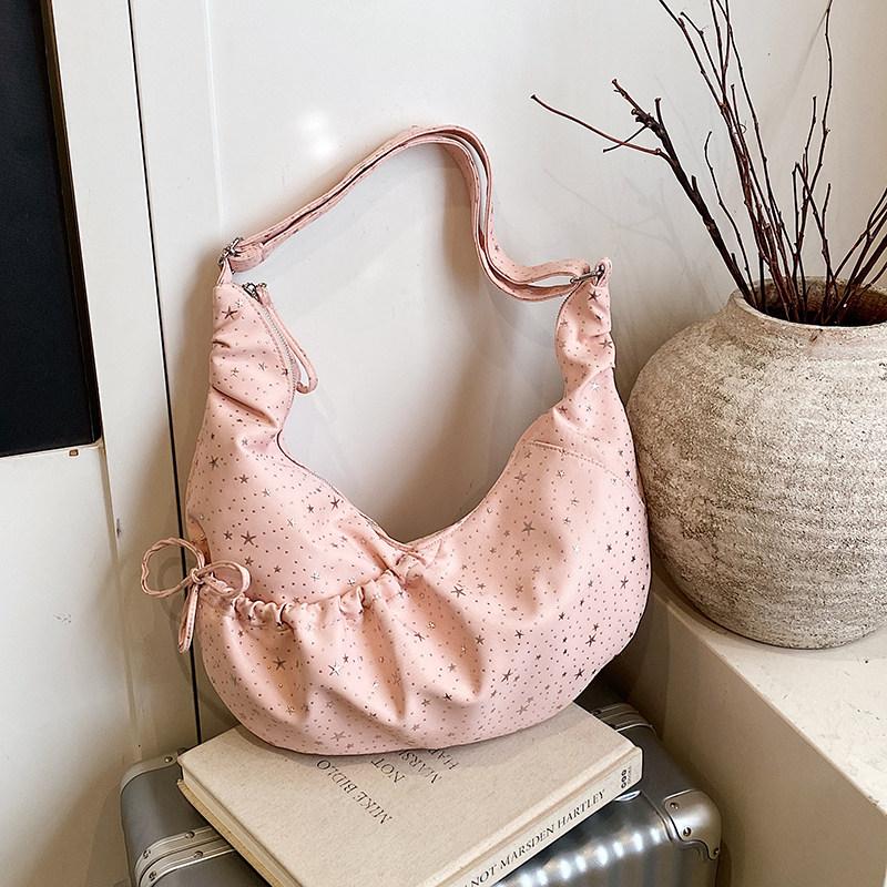 Cute Star Hobos Shoulder Bags for Women Vintage Large Capacity Female Lightweight Underarm Bag Drawstring Design Crossbody Bag