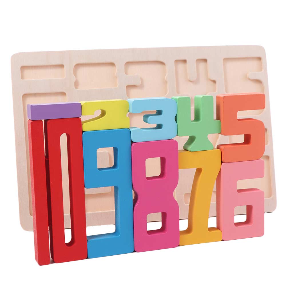 Wooden 3D Digital Puzzle Large Particle Stacking Blocks Creative Digital Building Blocks Kids Gift