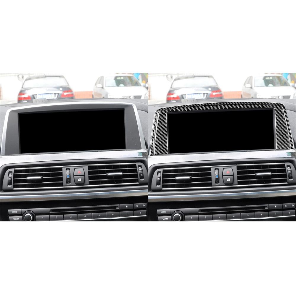 Carbon Fiber Center Central Navigation Panel Frame Cover Trim Sticker Car Accessories For BMW 6 Series M6 F12 F13 F06 2011-2018