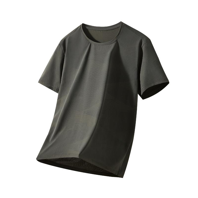 Ice Silk T-shirt Men's Ice Silk Large Size Round Neck T-shirt Men's Casual Sports T-shirt Cool Feeling Men's Plus Size