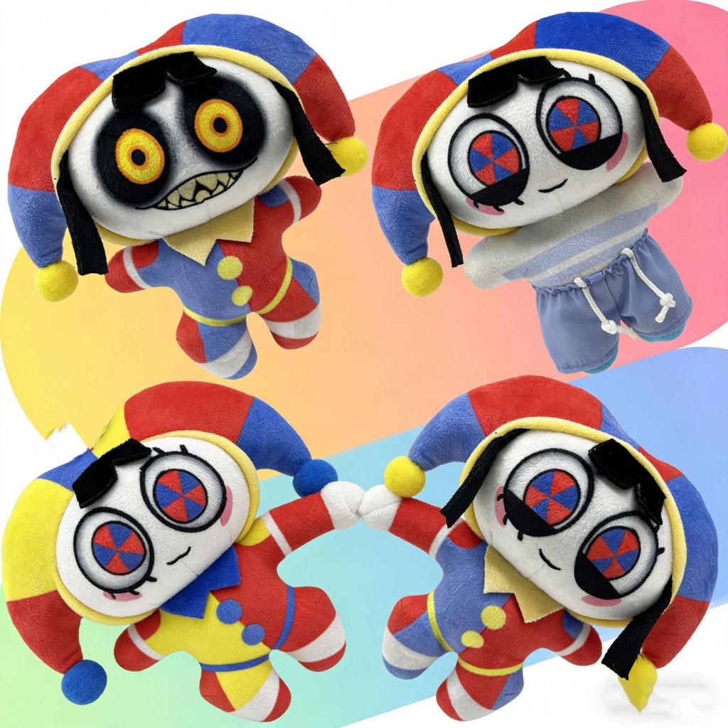 2026 Cute Clown Jester Anime Action Figures Plush Keychain – Colorful Circus Themed Stuffed Toy for Bag Decor & Birthday Gift