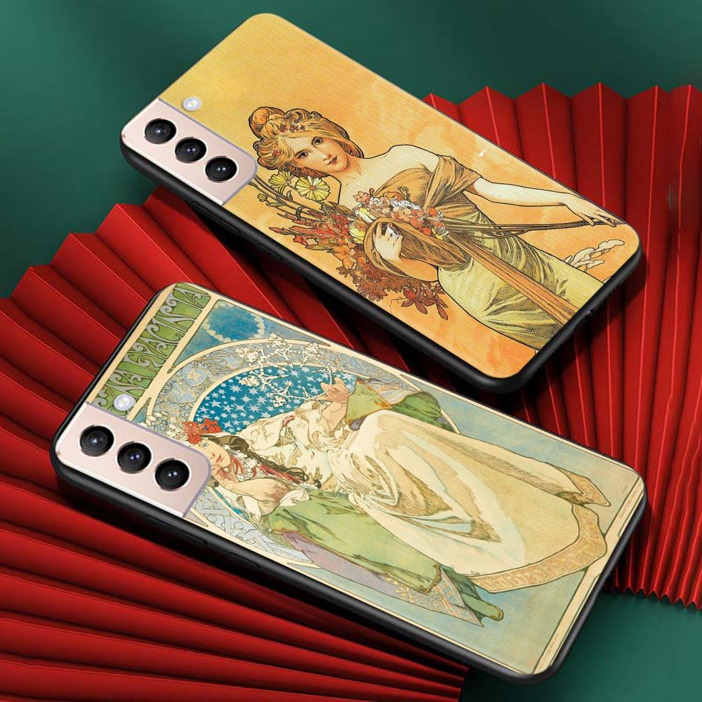 Etui na Samsung Galaxy S21 S20 S10 S9 S8 Plus Ultra 5g S10lite S10e S7edge S20 S21 Fe Etui Plakat Artystyczny Alphonse Mucha Slim
