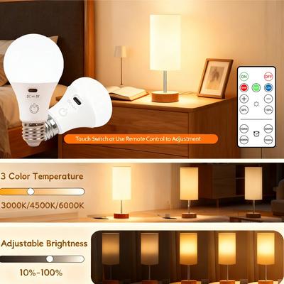 E27 Drahtlose RGB/CW Stufenlose Dimmung USB Wiederaufladbare Glühbirne mit Fernbedienung Batteriebetriebene Glühbirne Dimmbar/Timer