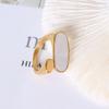 European & American Style 18K Gold-Plated Titanium Steel White Seashell Oval Women's Ring