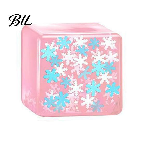Ice Cube Sensory Toy Stress Relief Toy, Glow-in-the-Dark Snowflake Filled Cube, Clear Luminous Adults and Kids