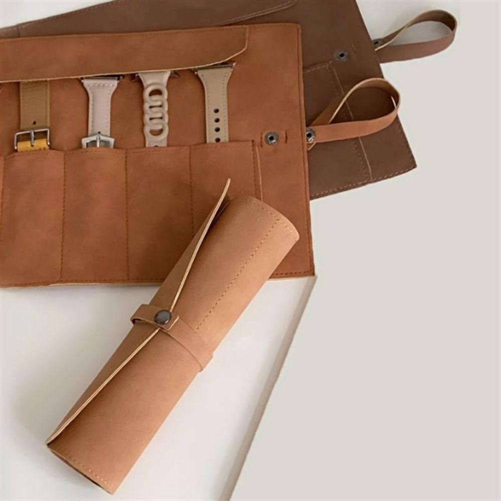 Matte Leather Watch Organizer Case Lightweight Watchband Pouch Watch Band Case Convenient To Use