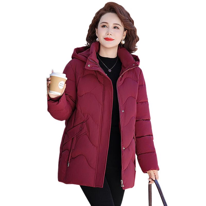 Hodo Women's Mid-Length Hooded Padded Winter Coat for Seniors