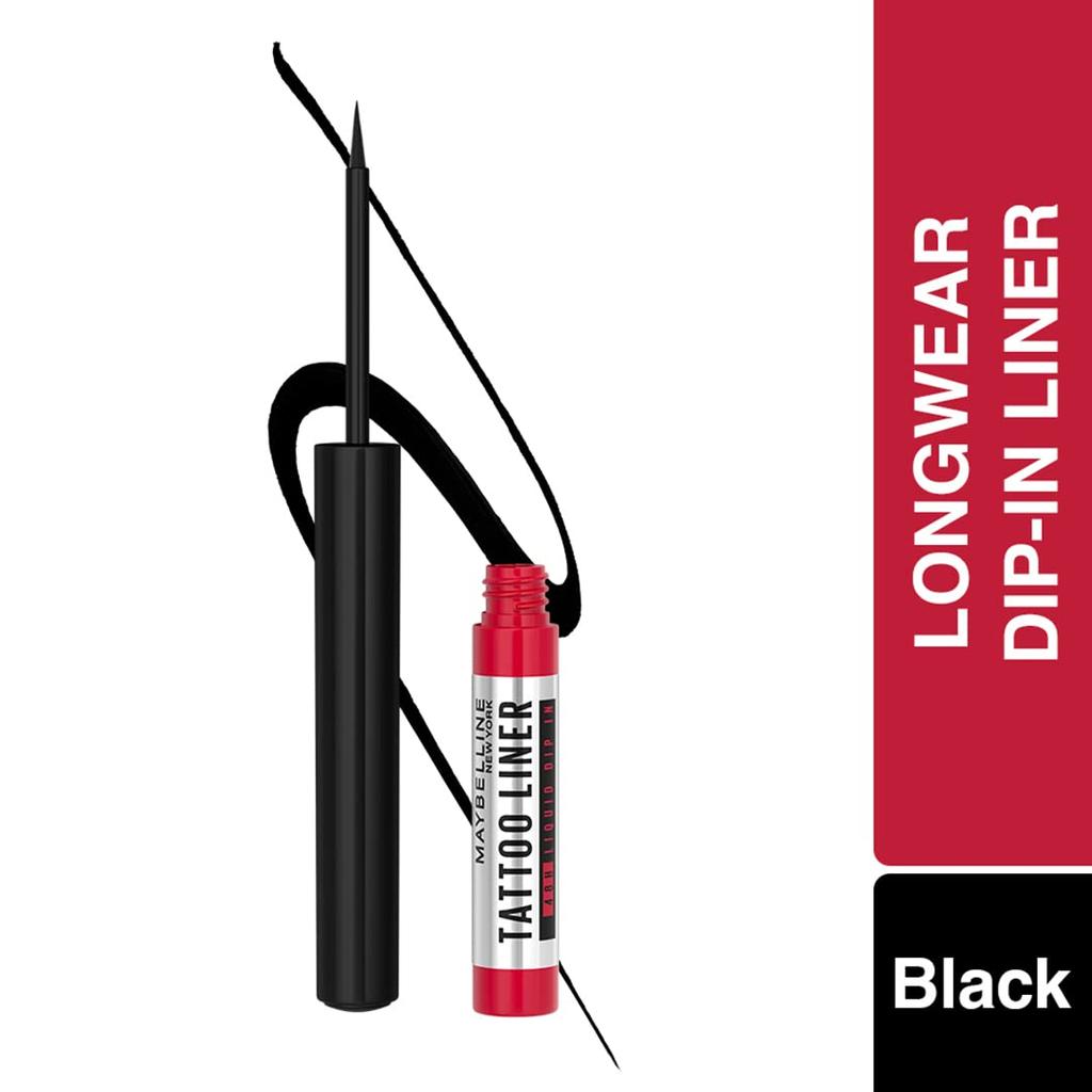 Maybelline New York 48-Hour Waterproof Eyeliner Black 2x Intense Long-Lasting Smudge-Proof Liquid Eyeliner 2.1 ml
