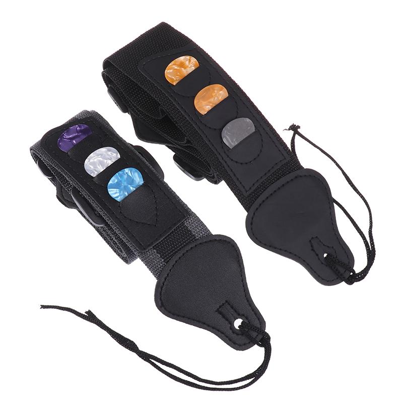 Adjustable Electric Guitar Strap With 3 Guitar Picks Holders Pu Leather Ends Acoustic Guitar Bass Strap Belt Accessories