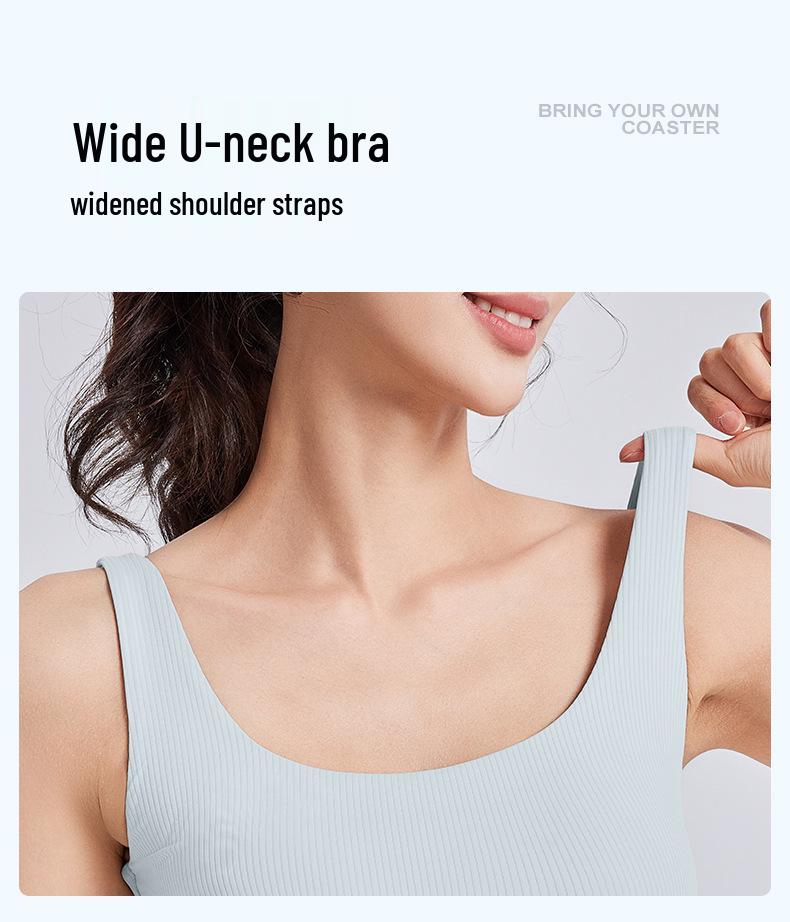 Women's High-Impact Striped Sports Bra - Shockproof, Anti-Exposure, Anti-Side Boob