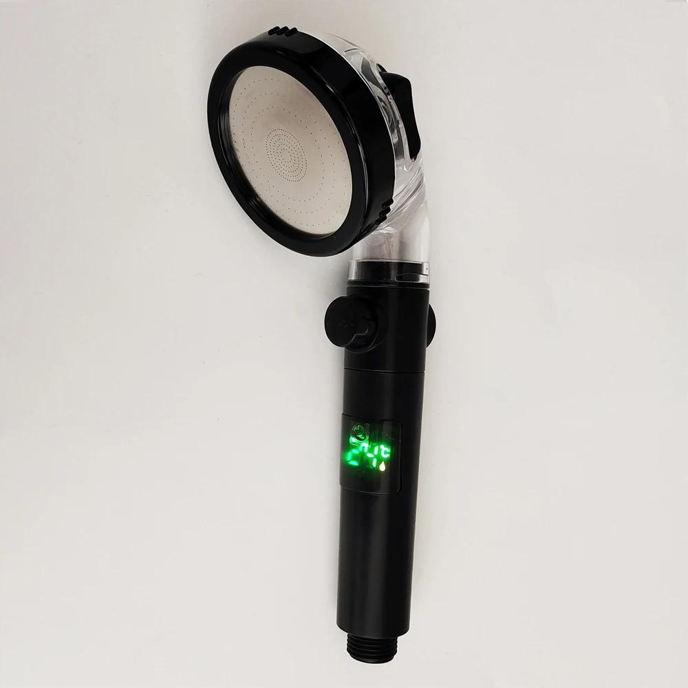 

Температура Цифровой Дисплей Напорная Душевая Головка Черный 3 Режима Высокого Давления Экономия Воды Фильтр Осадков Душевая Головка Для Ванной Комнаты