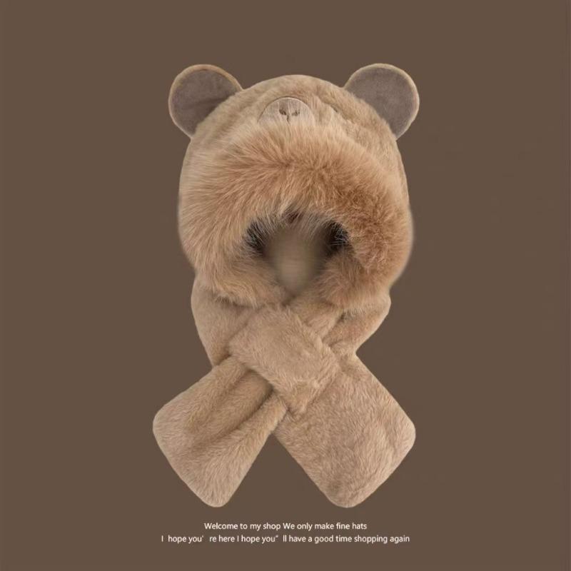 

New Kapibara hat, scarf hat, two-piece set, winter windproof and warm plush hat, scarf cover.