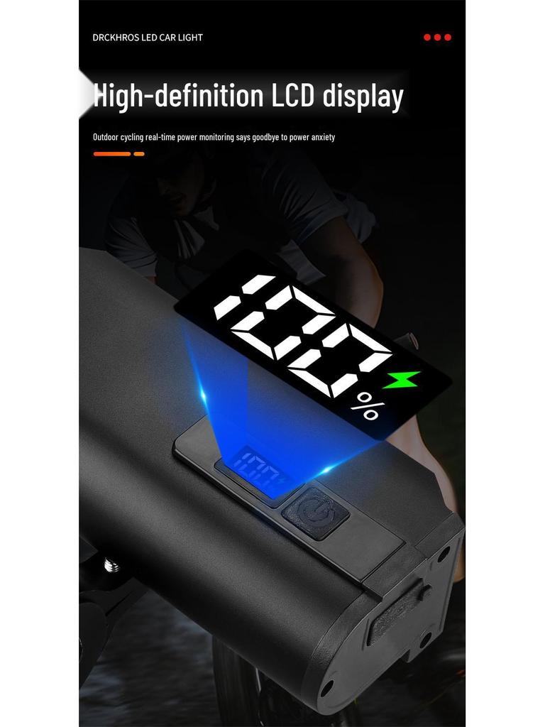 Super Bright Rechargeable Aluminum Bike Front Light with Power Display