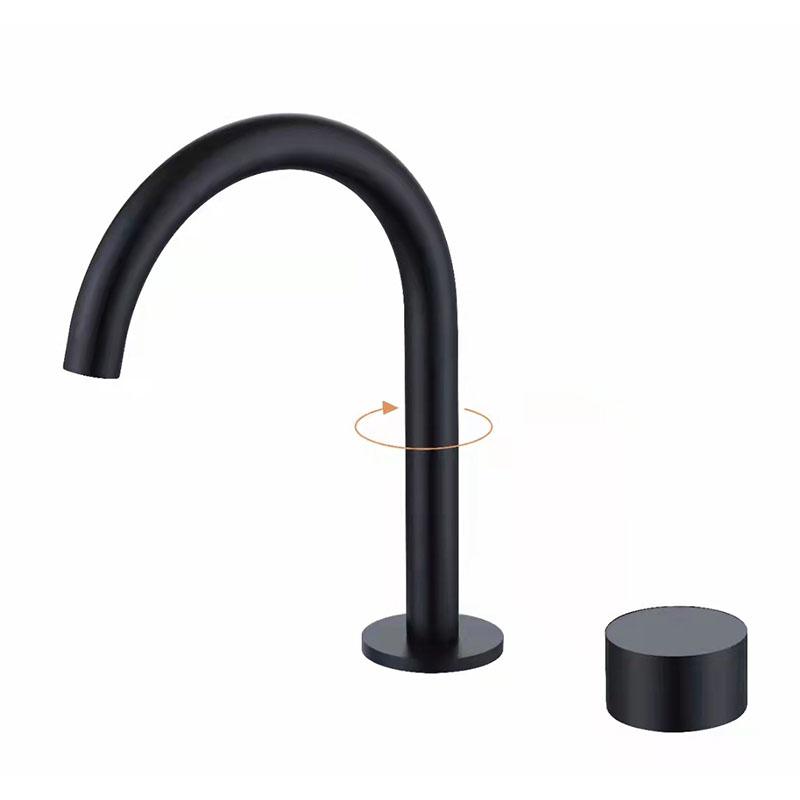 

Brass Brushed Gold Bathroom Basin Faucet Single Lever 360 Rotation Spout Lavatory Tap Gun Gray Double Hole Mixer Sink faucet