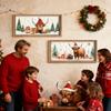 2PCS Christmas Highland Cow Picture Farmhouse Wall Decoration Rustic Wood Print Cow Art Wall Decor Christmas Decoration