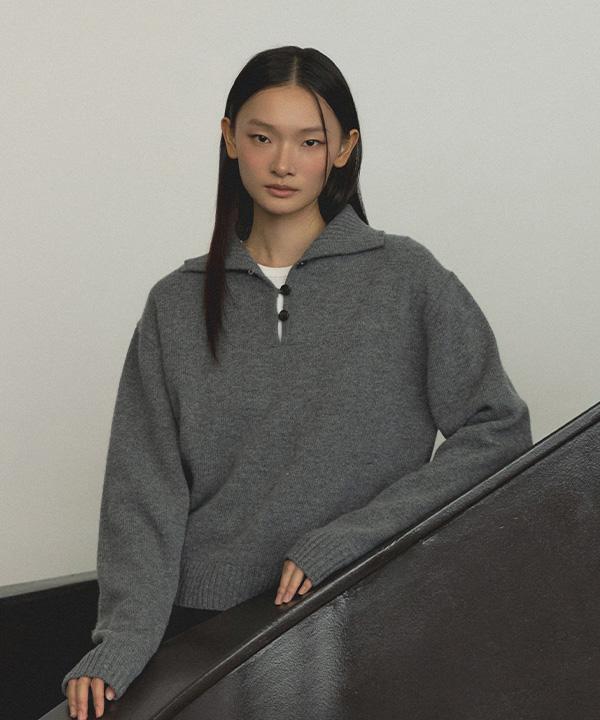 Lingseoul Cashmere Collar Knit-Gray