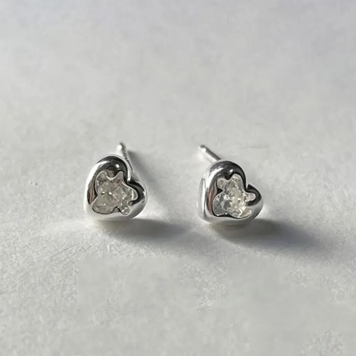 Silver Moire Heart Earrings